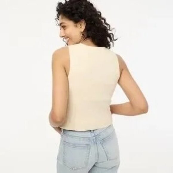 J. Crew Women's Button Front Linen Vest Natural Size 8 NWT - Picture 2 of 7